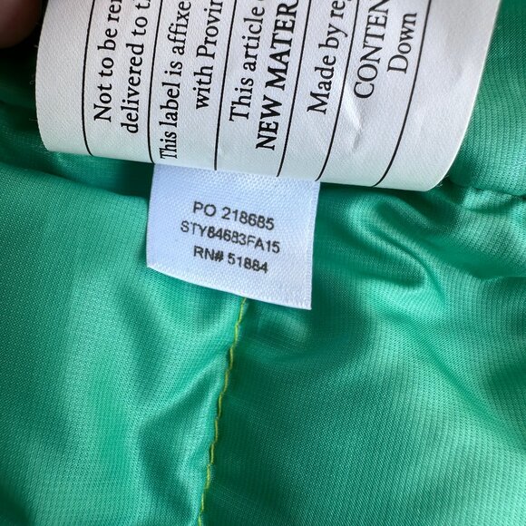 Patagonia Down Sweater Jacket/ Neon Green w Teal Lining / Women LG / LIKE NEW! - Picture 12 of 13